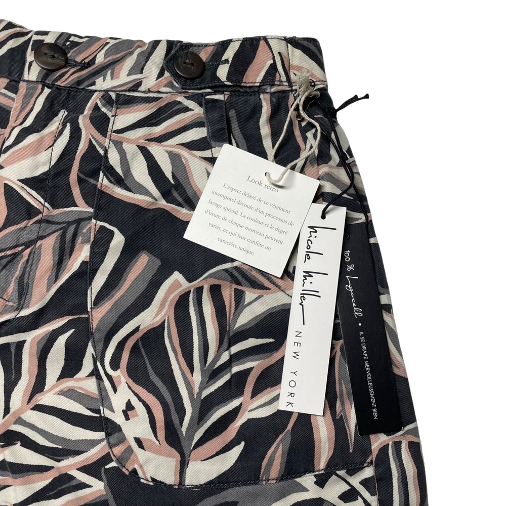 Nicole Miller Size 4 (Small) Women's Shorts Black & Blush Tropical Leaf Print - Picture 5 of 12